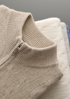 Jacquard Kabel Heren Halp Zip Trui | Montre Knit