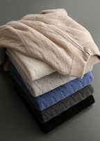 Jacquard Kabel Heren Halp Zip Trui | Montre Knit