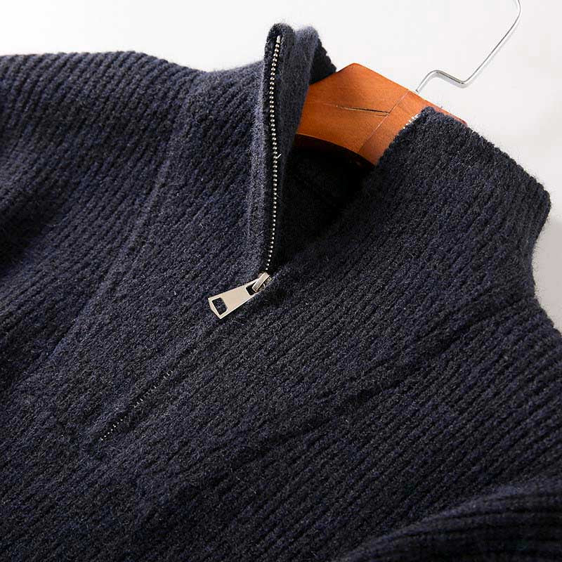 Luxe Élan Half-Zip Knit – Zacht Gebreid Deep Navy