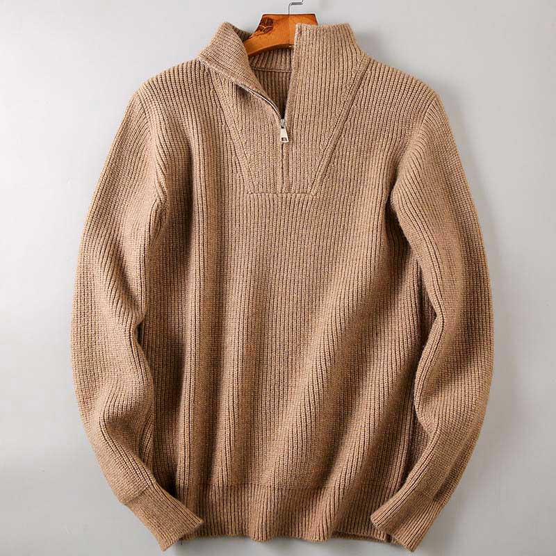 Luxe Élan Half-Zip Knit – Zacht Gebreid Sepia