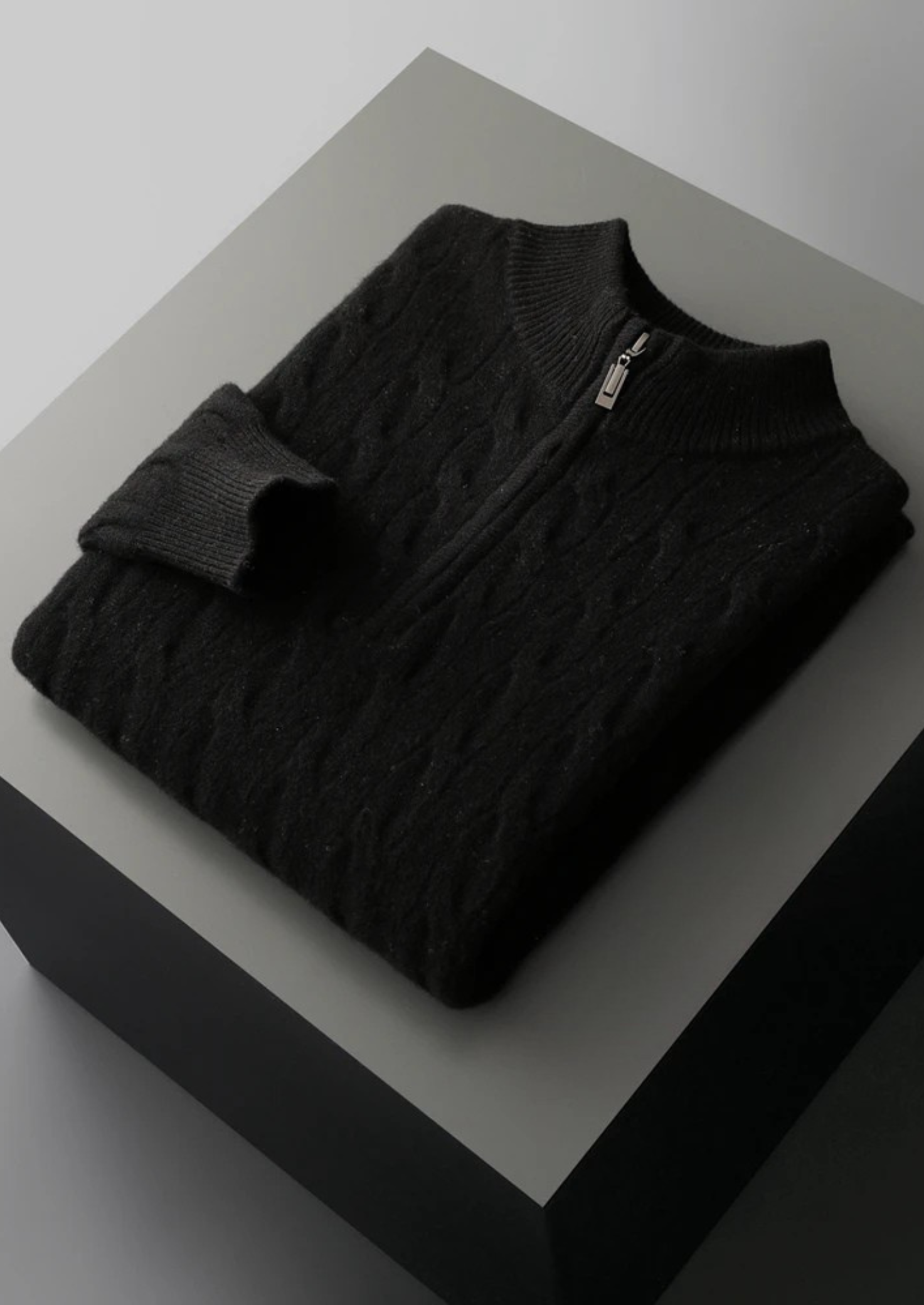 Jacquard Kabel Heren Halp Zip Trui | Montre Knit