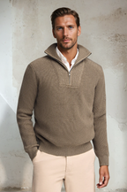 Taupe Halfzip Trui