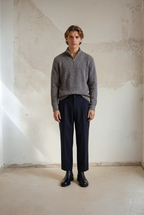 Luxe Élan Half-Zip Knit – Zacht Gebreid Grafiet