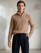 Luxe Élan Half-Zip Knit – Zacht Gebreid Sepia