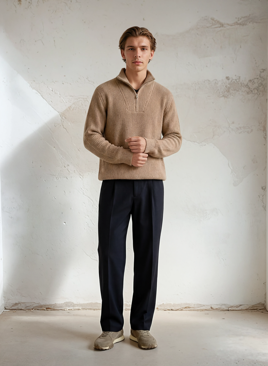 Luxe Élan Half-Zip Knit – Zacht Gebreid Sepia