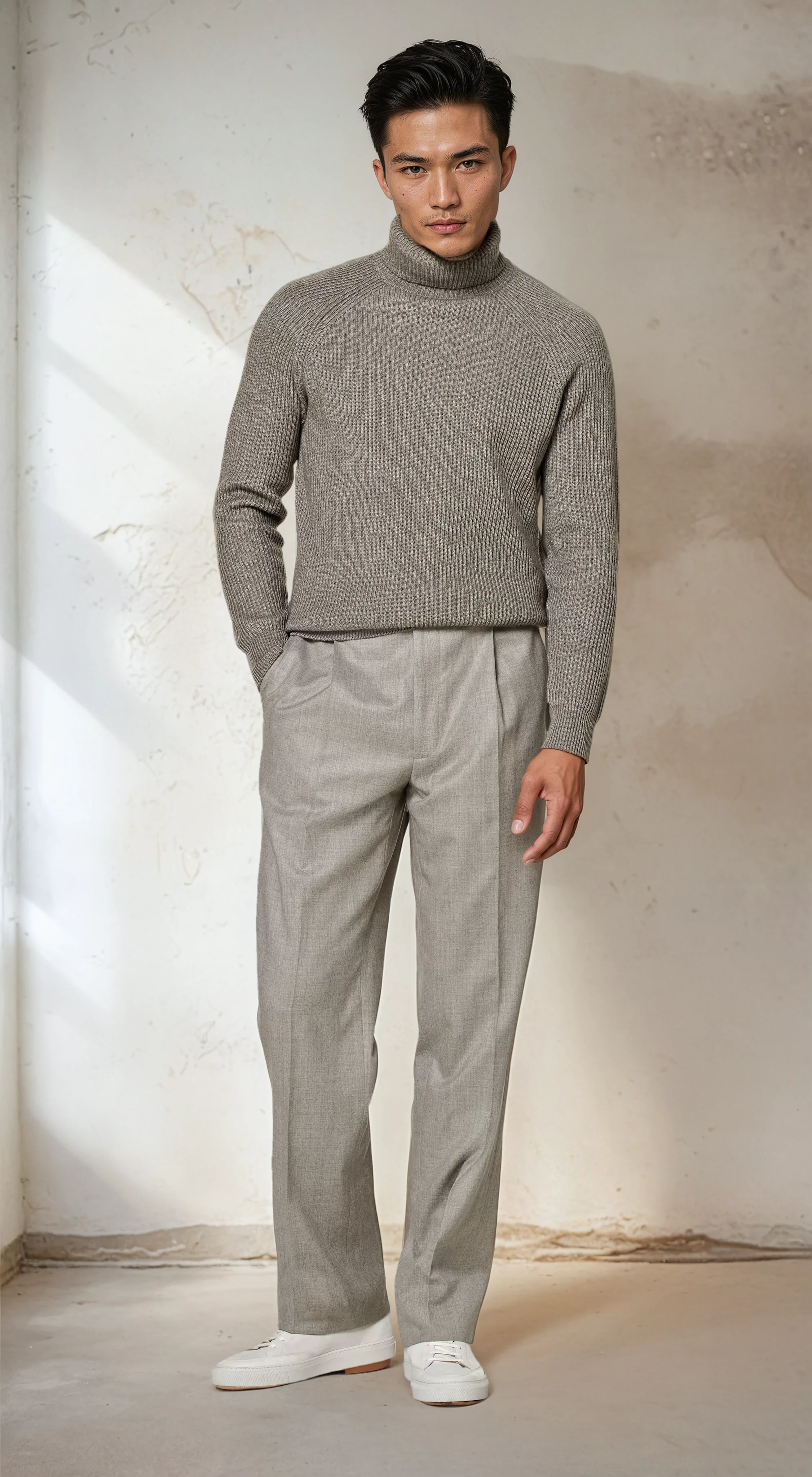 Donker Taupe Ribbelgebreide Coltrui
