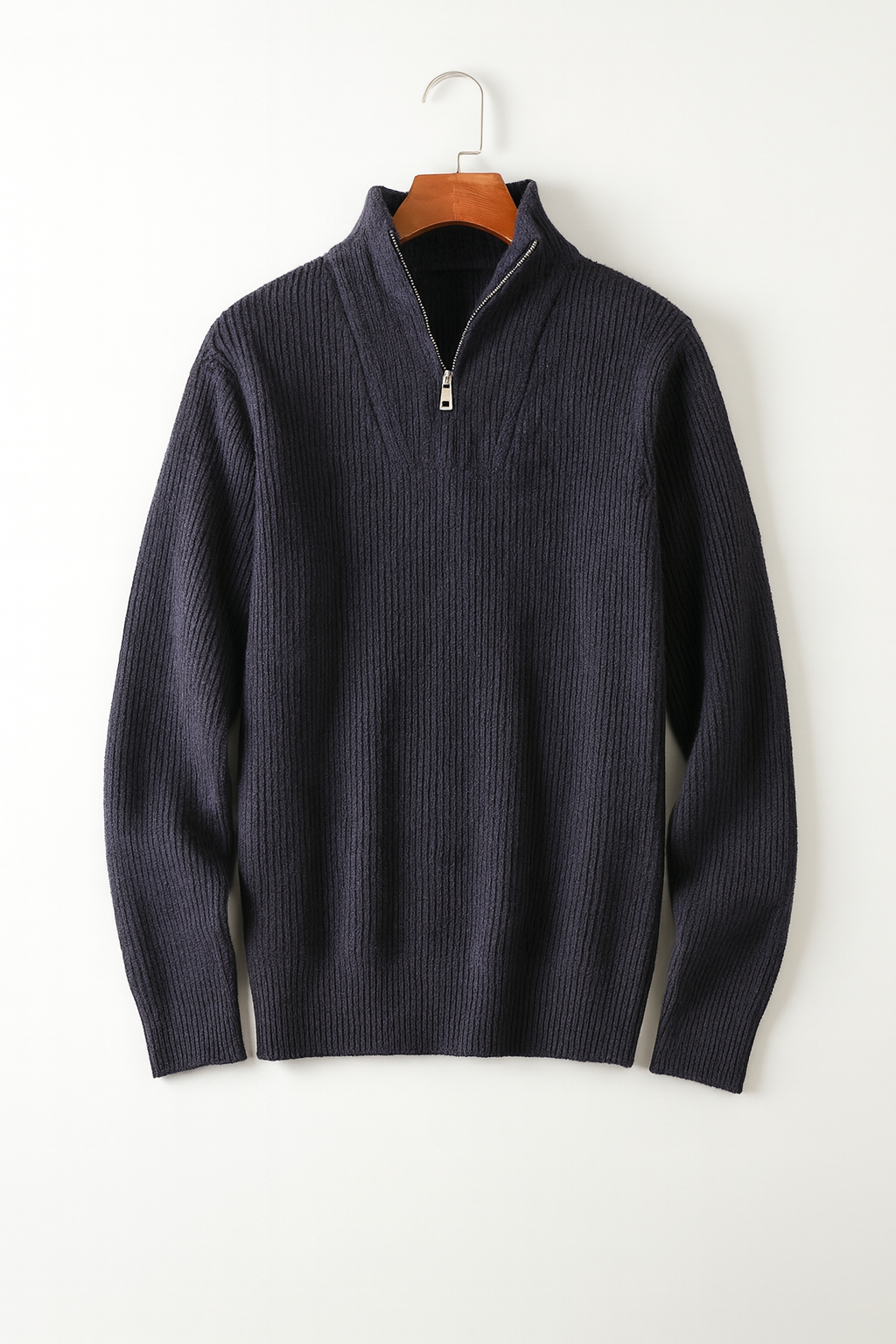 Luxe Élan Half-Zip Knit – Zacht Gebreid Deep Navy