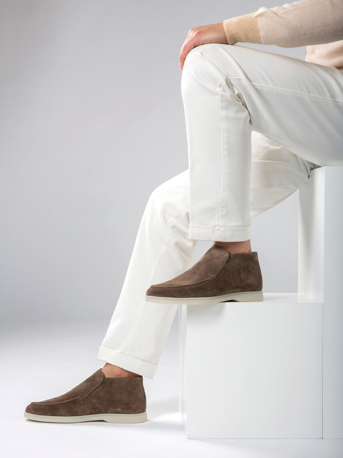 Hoge Suede Couture Heren Loafer - Chestnut