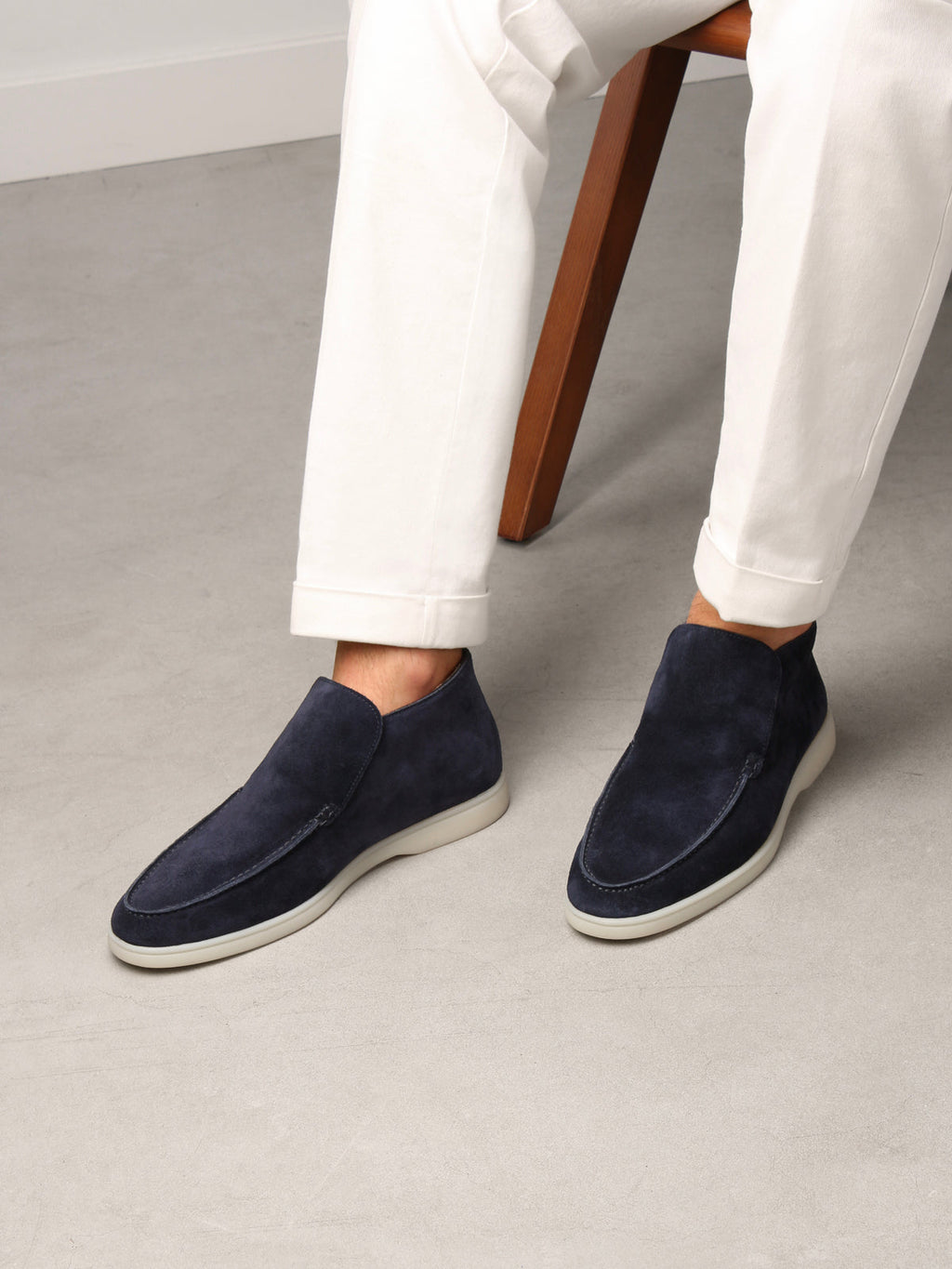 Hoge Suede Couture Heren Loafer - Navy