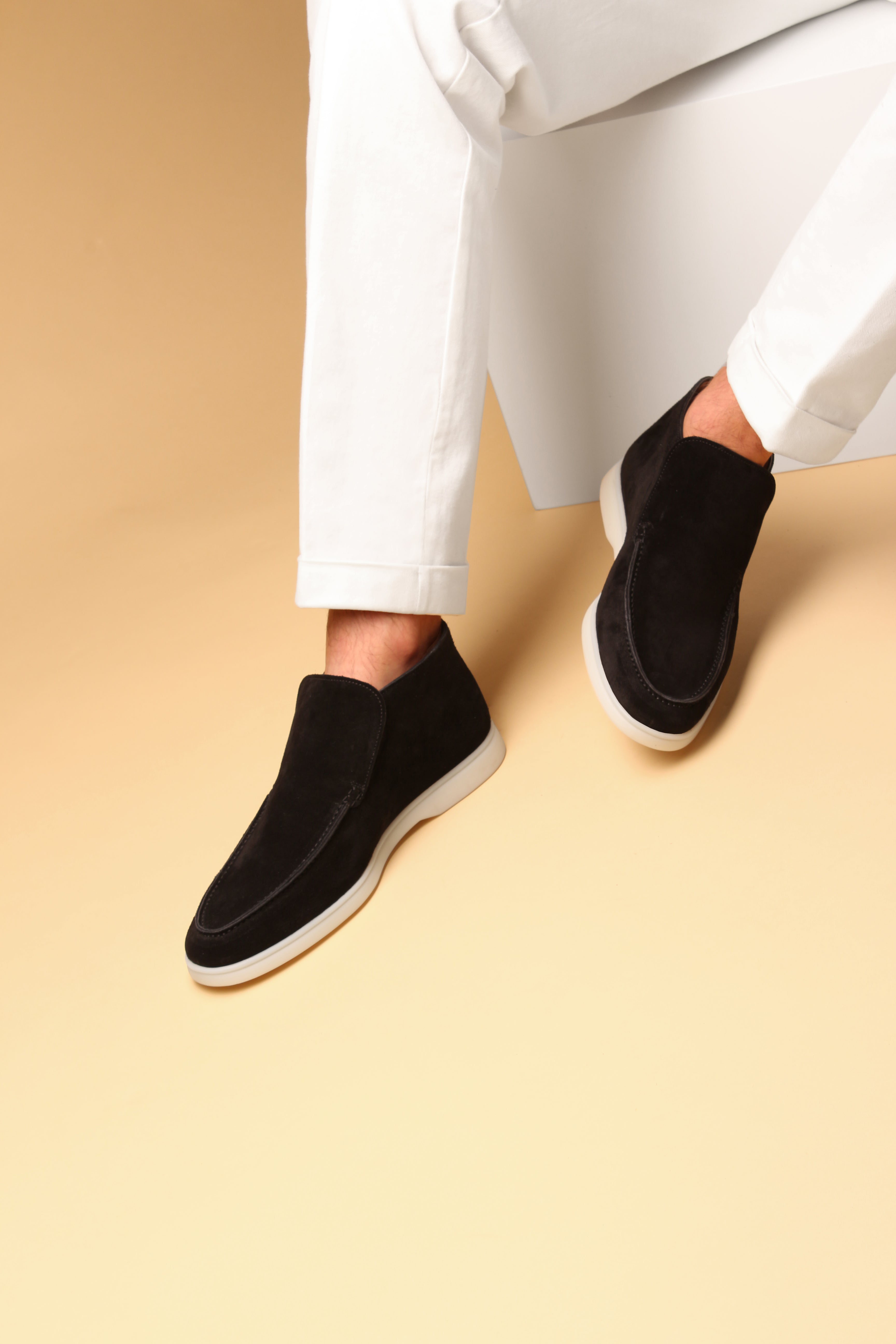 Hoge Suede Couture Heren Loafer - Zwart