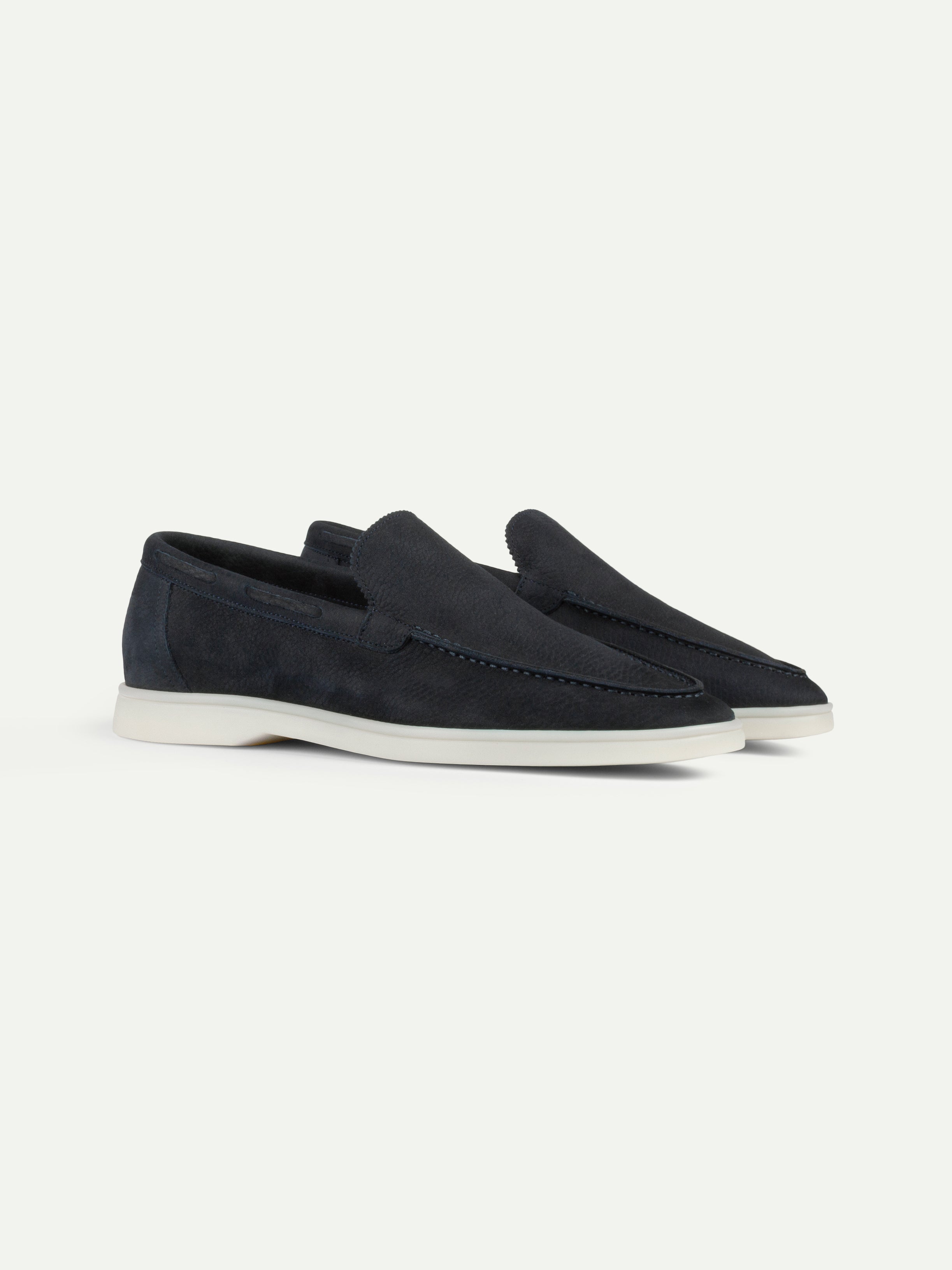 Navy Nubuck Loafers