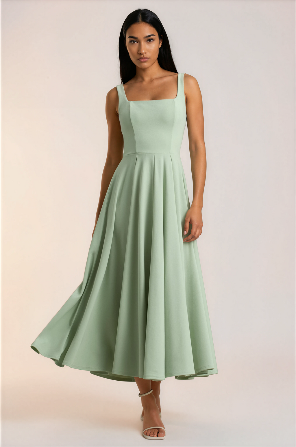Asal | Zomerjurk Dames – Slim Fit Midi Jurk met Bandjes