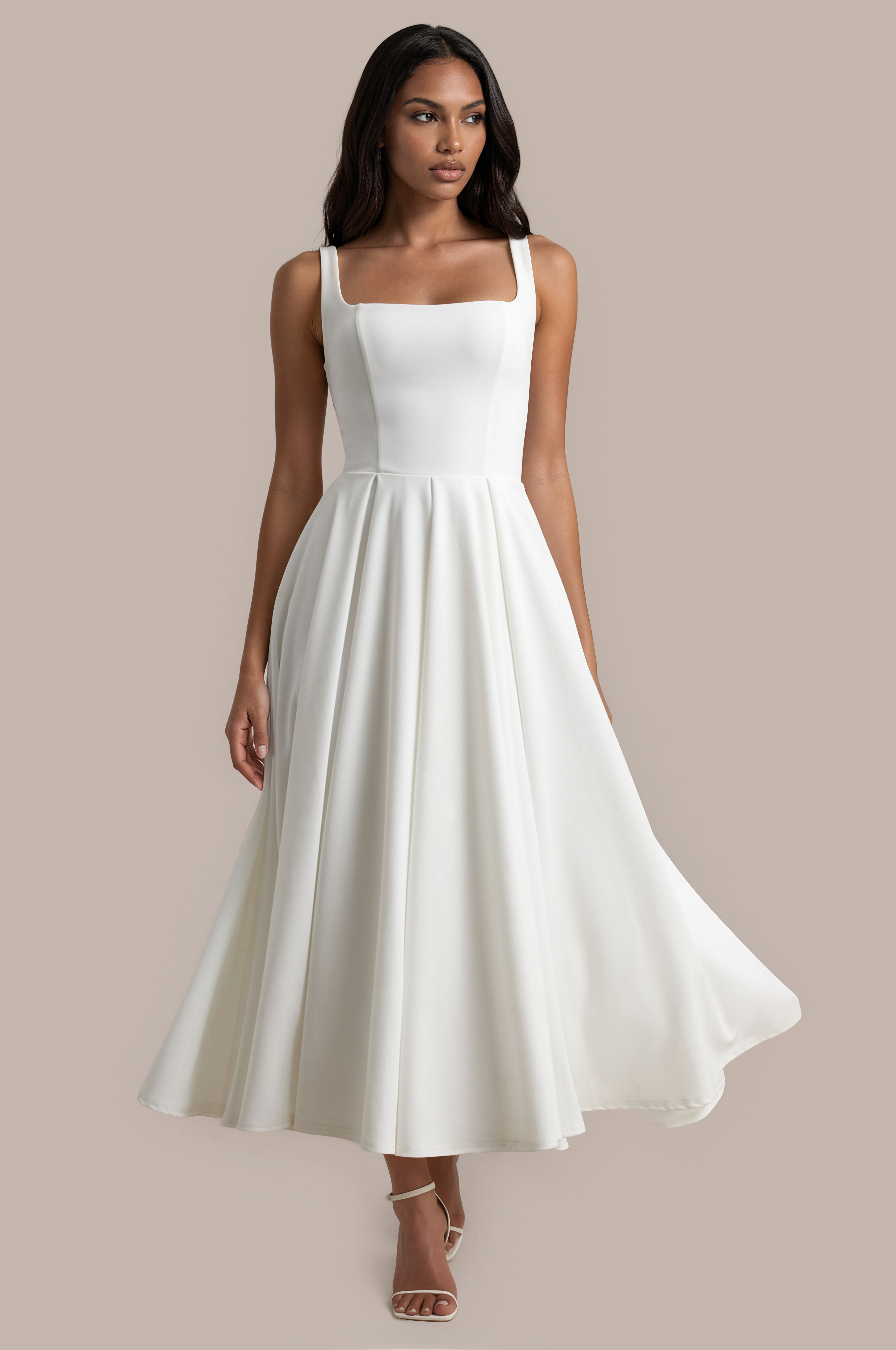Asal | Zomerjurk Dames – Slim Fit Midi Jurk met Bandjes