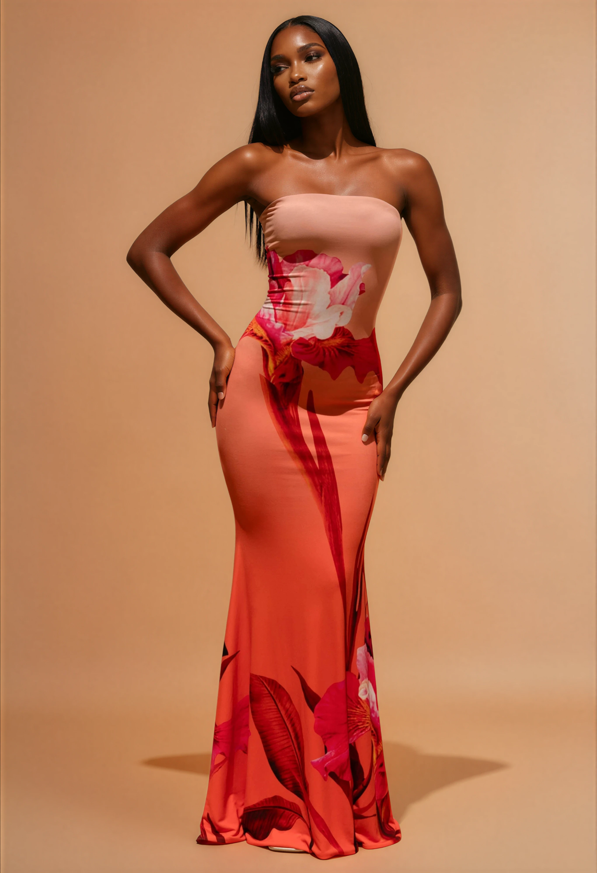 Alora | Elegante Flora Strapless Dames Jurk