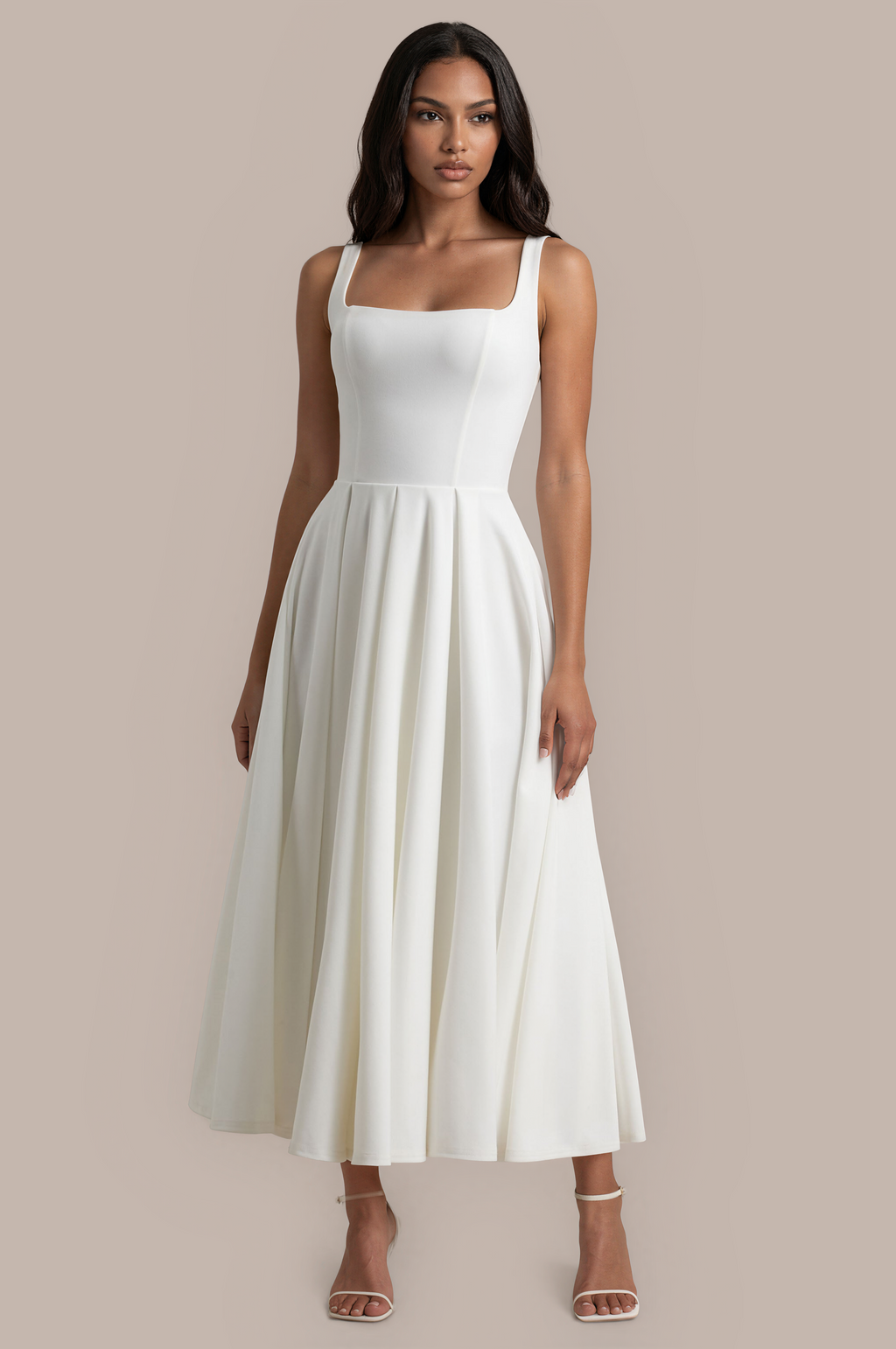 Asal | Zomerjurk Dames – Slim Fit Midi Jurk met Bandjes