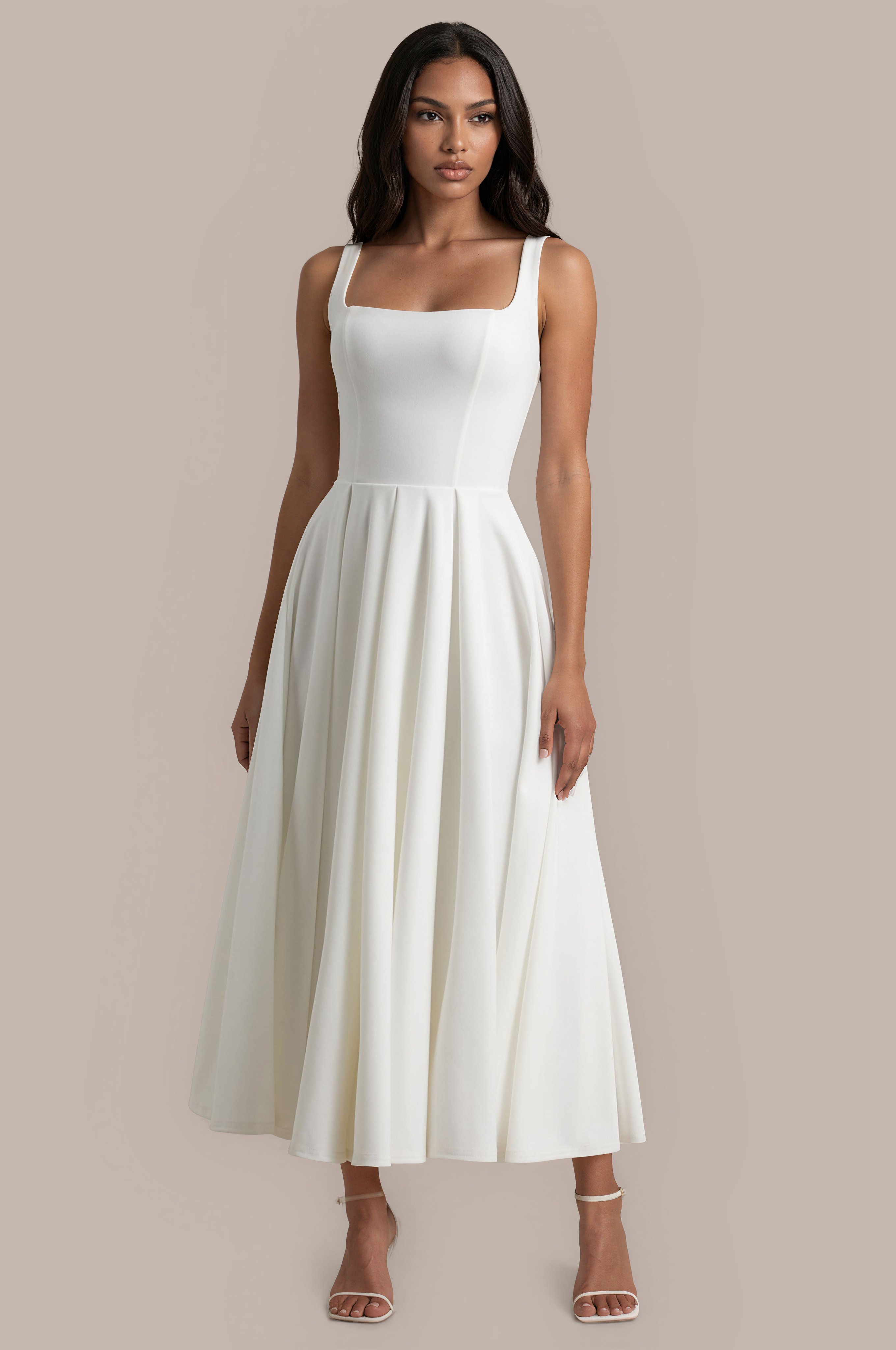 Asal | Zomerjurk Dames – Slim Fit Midi Jurk met Bandjes