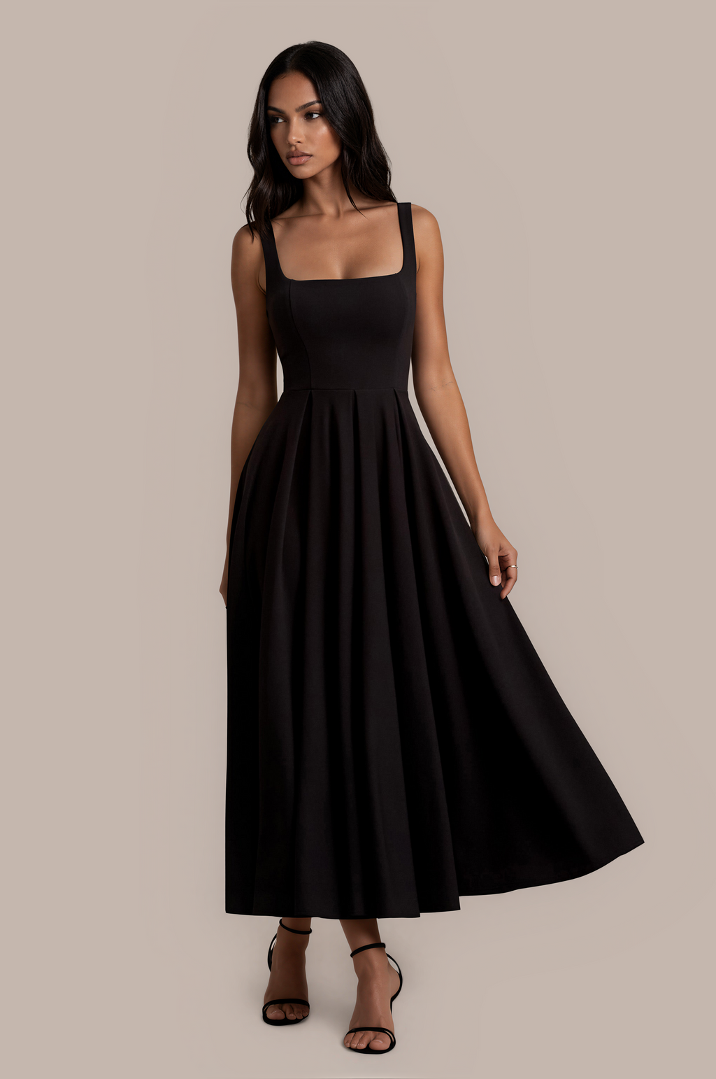 Asal | Zomerjurk Dames – Slim Fit Midi Jurk met Bandjes