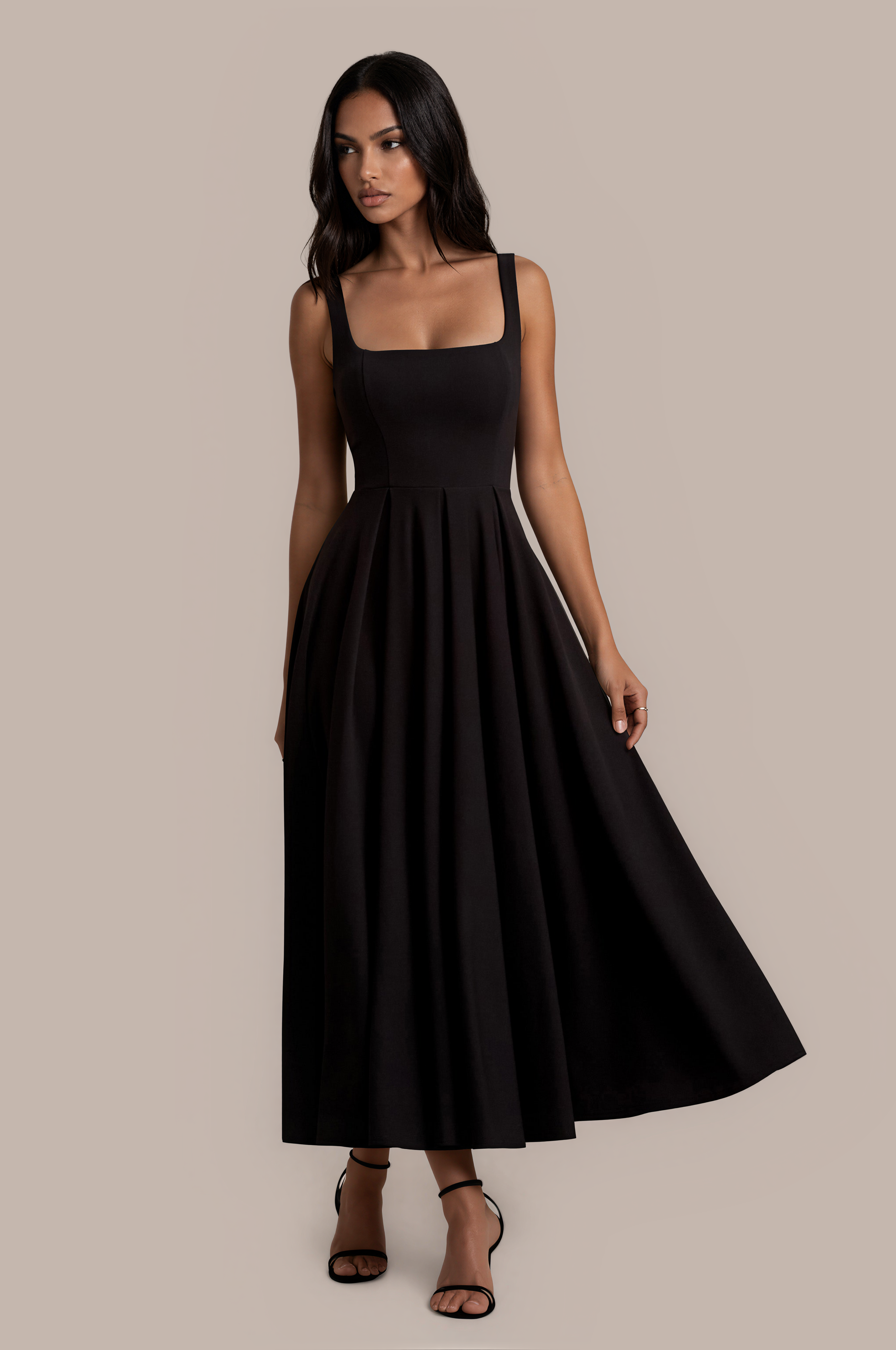 Asal | Zomerjurk Dames – Slim Fit Midi Jurk met Bandjes