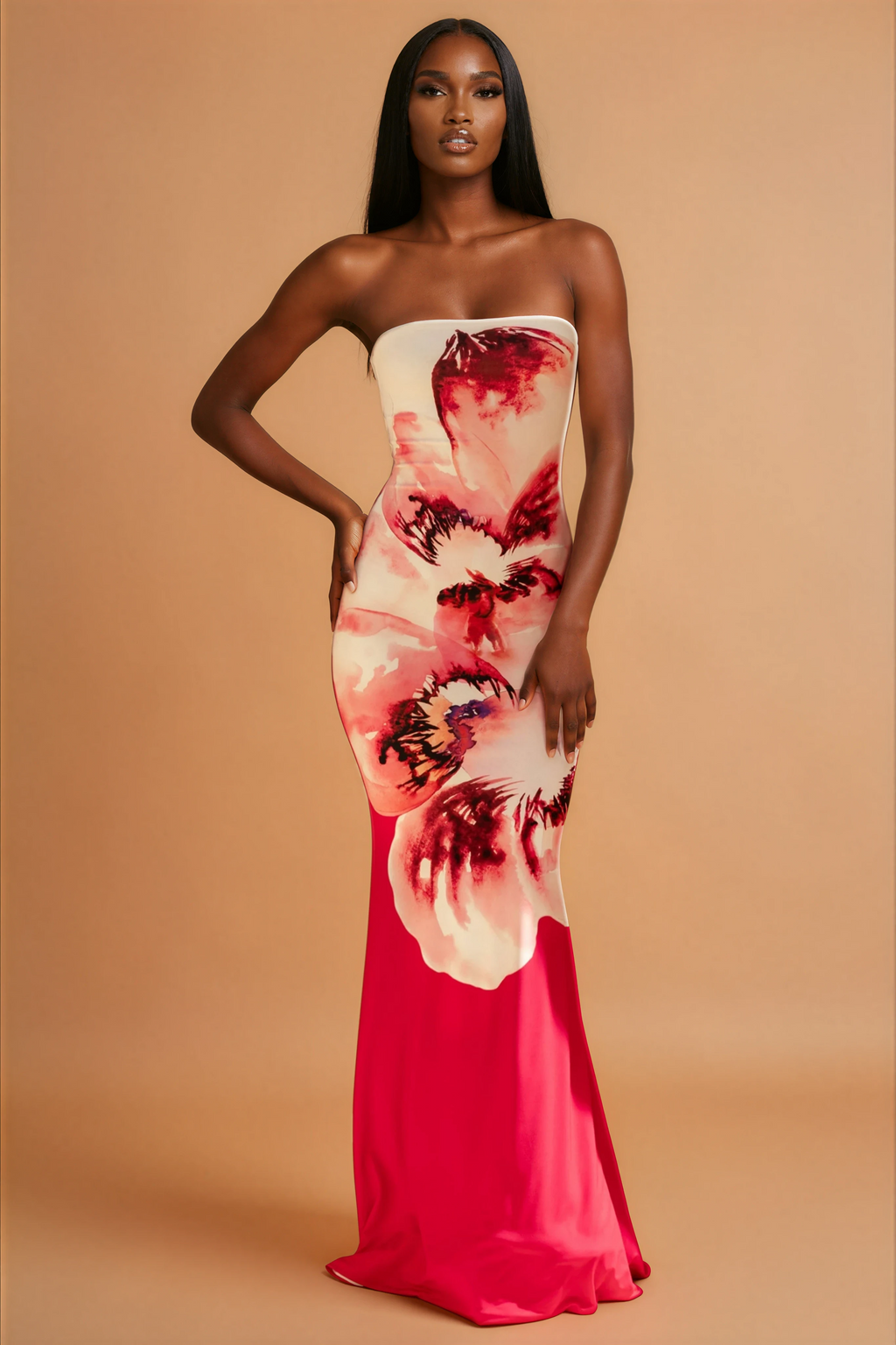 Alora | Elegante Flora Strapless Vrouwen Jurk