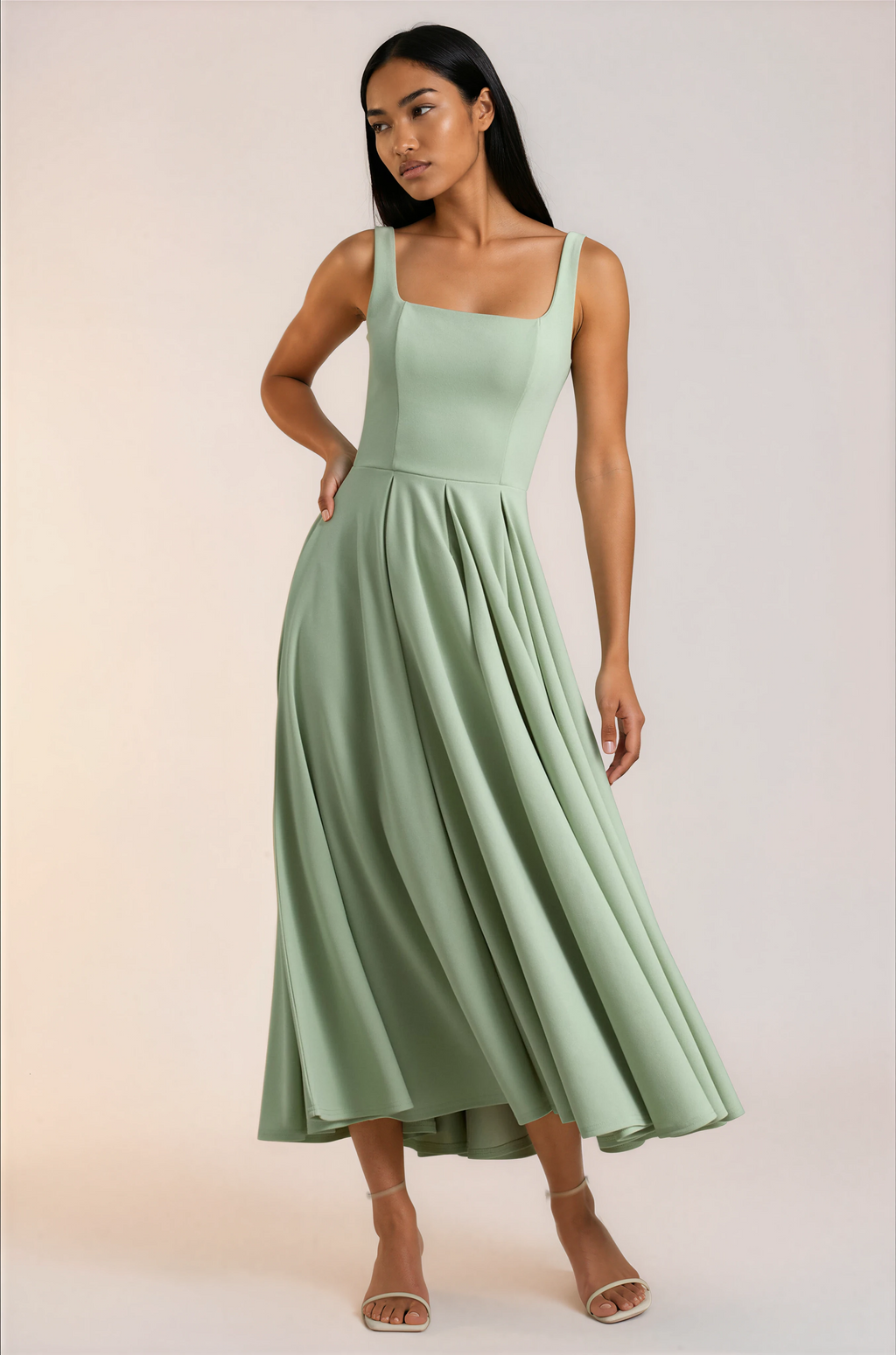 Asal | Zomerjurk Dames – Slim Fit Midi Jurk met Bandjes