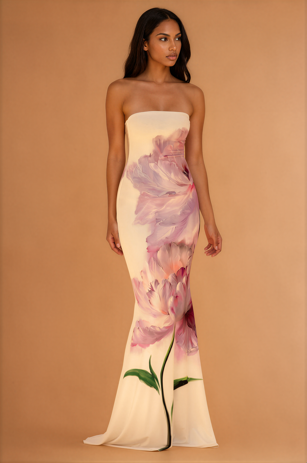 Alora | Elegante Flora Strapless Vrouwen Jurk
