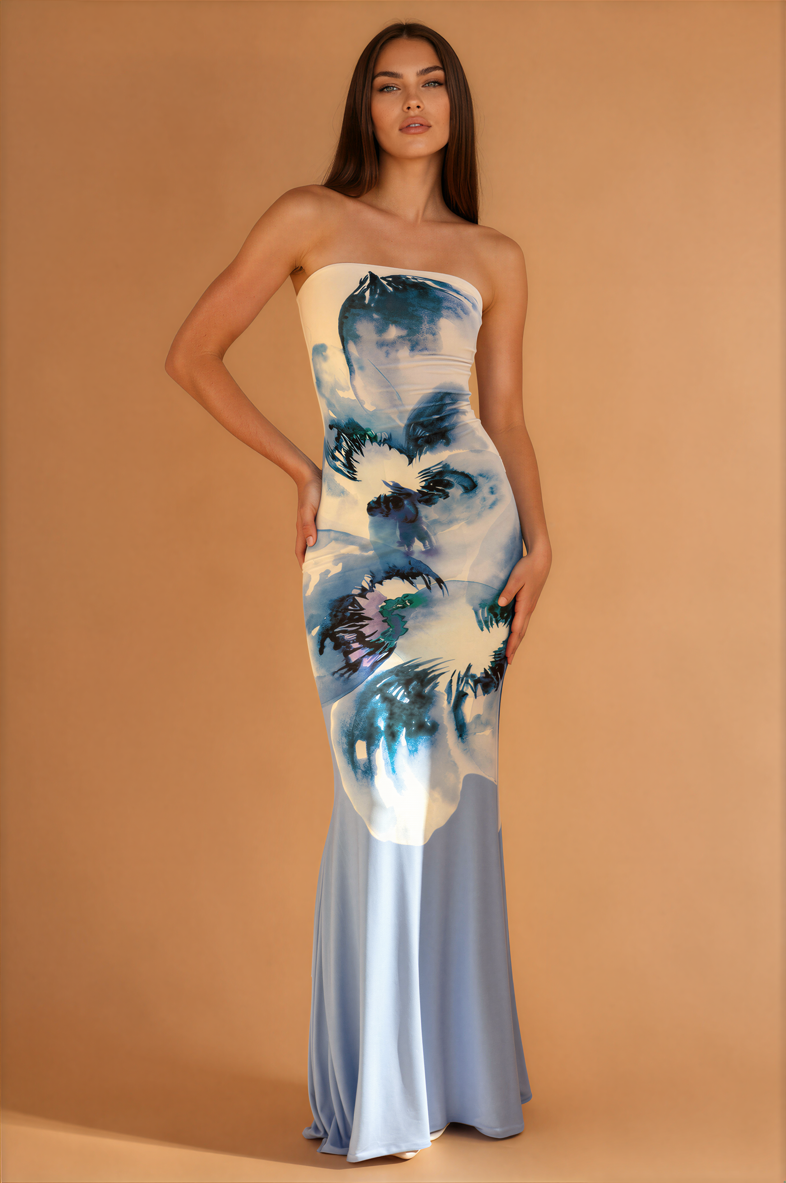 Alora | Elegante Flora Strapless Vrouwen Jurk
