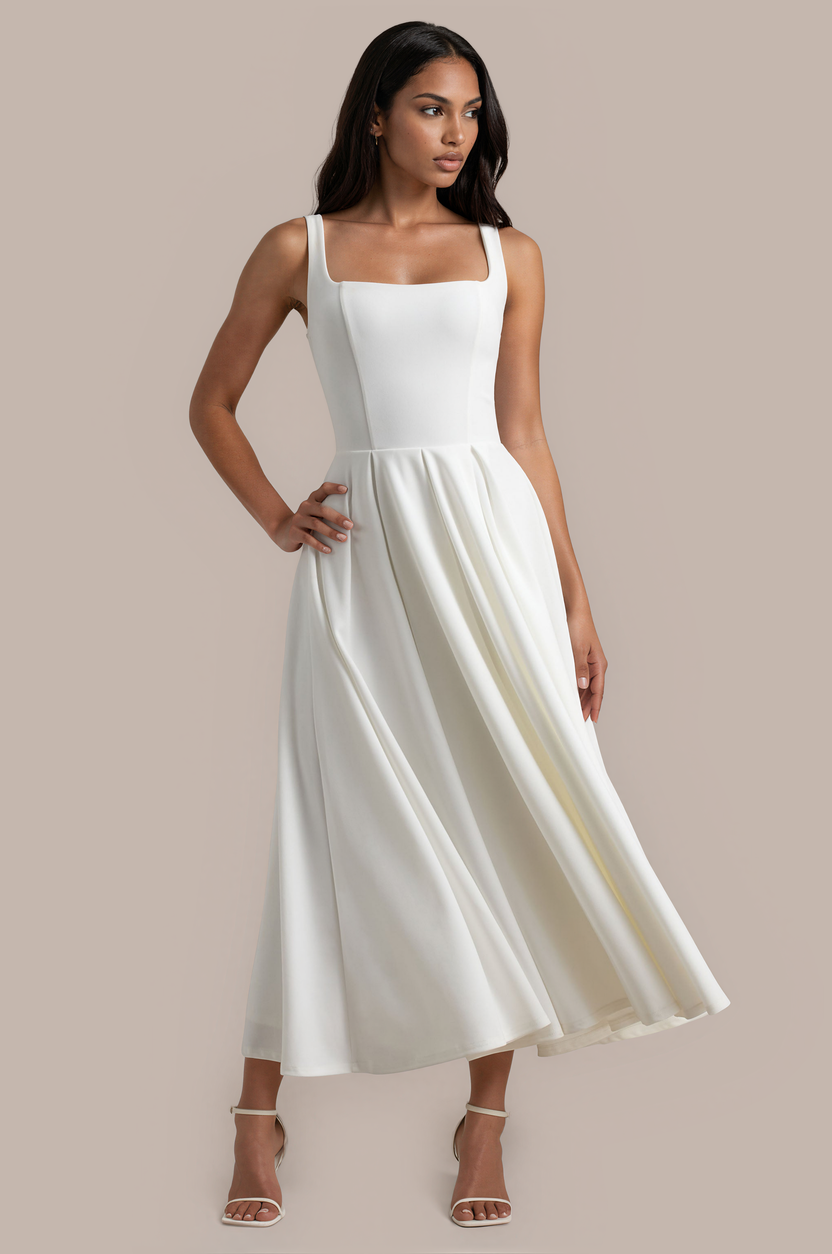 Asal | Zomerjurk Dames – Slim Fit Midi Jurk met Bandjes