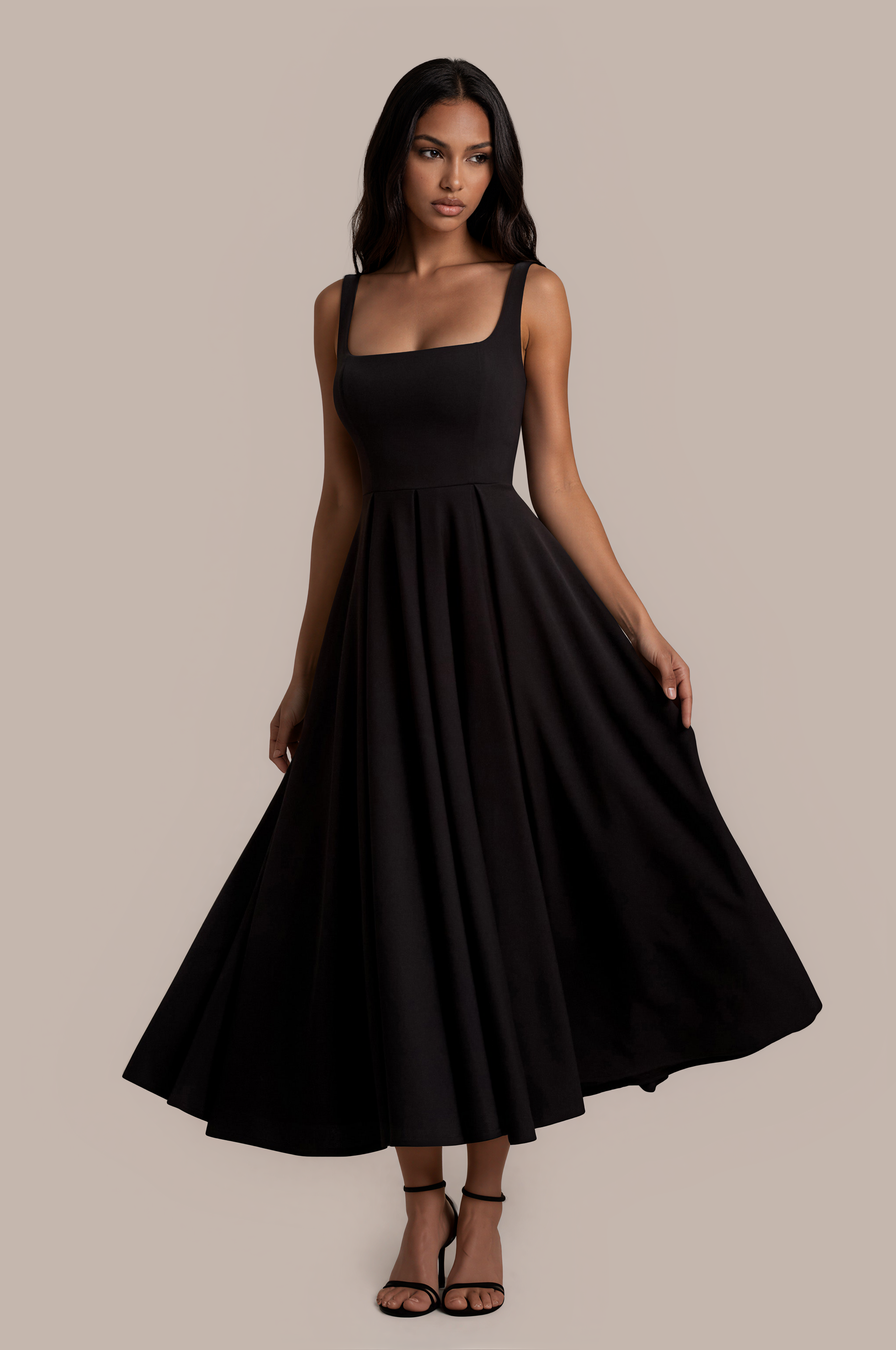 Asal | Zomerjurk Dames – Slim Fit Midi Jurk met Bandjes
