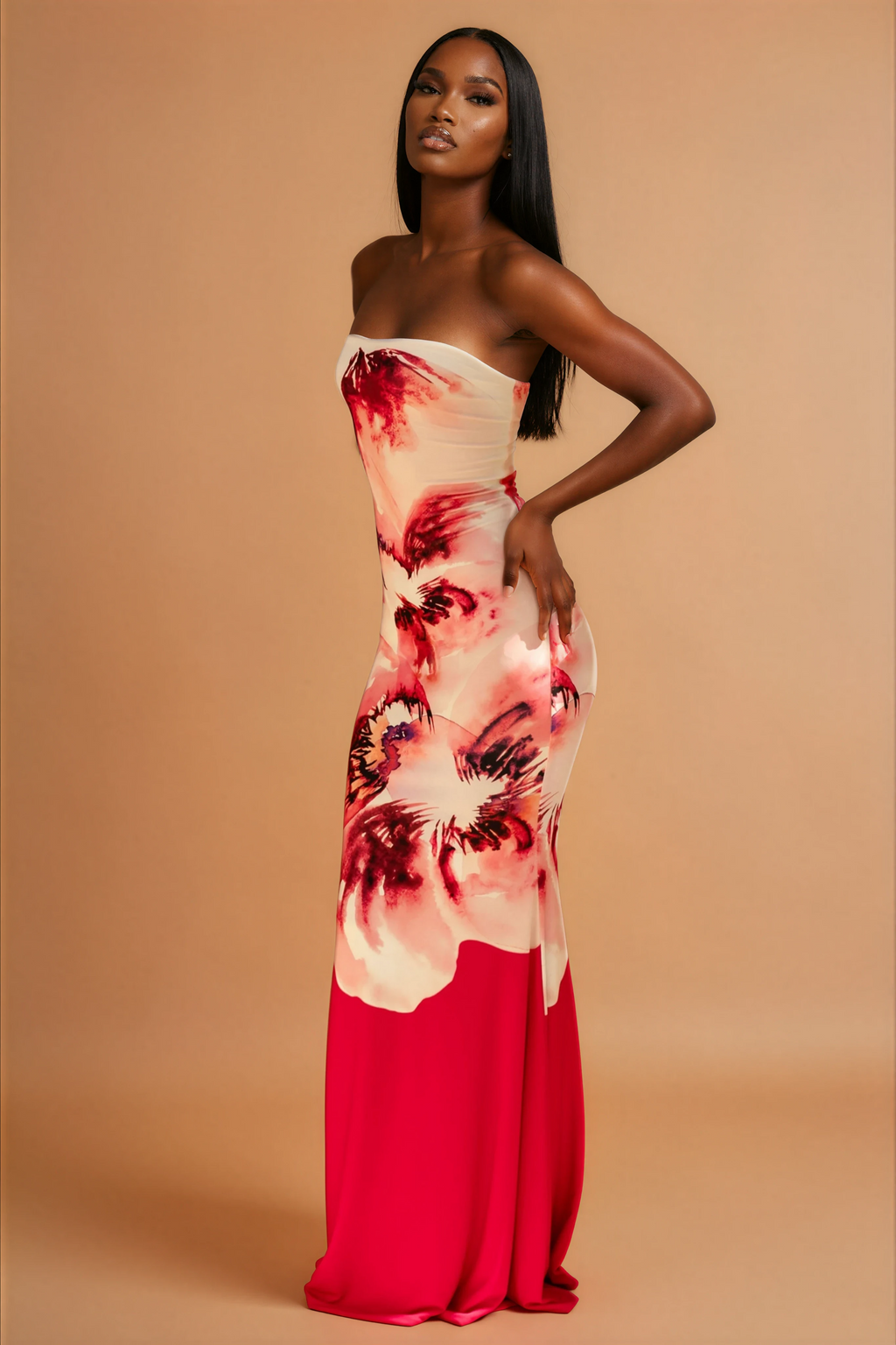 Alora | Elegante Flora Strapless Vrouwen Jurk