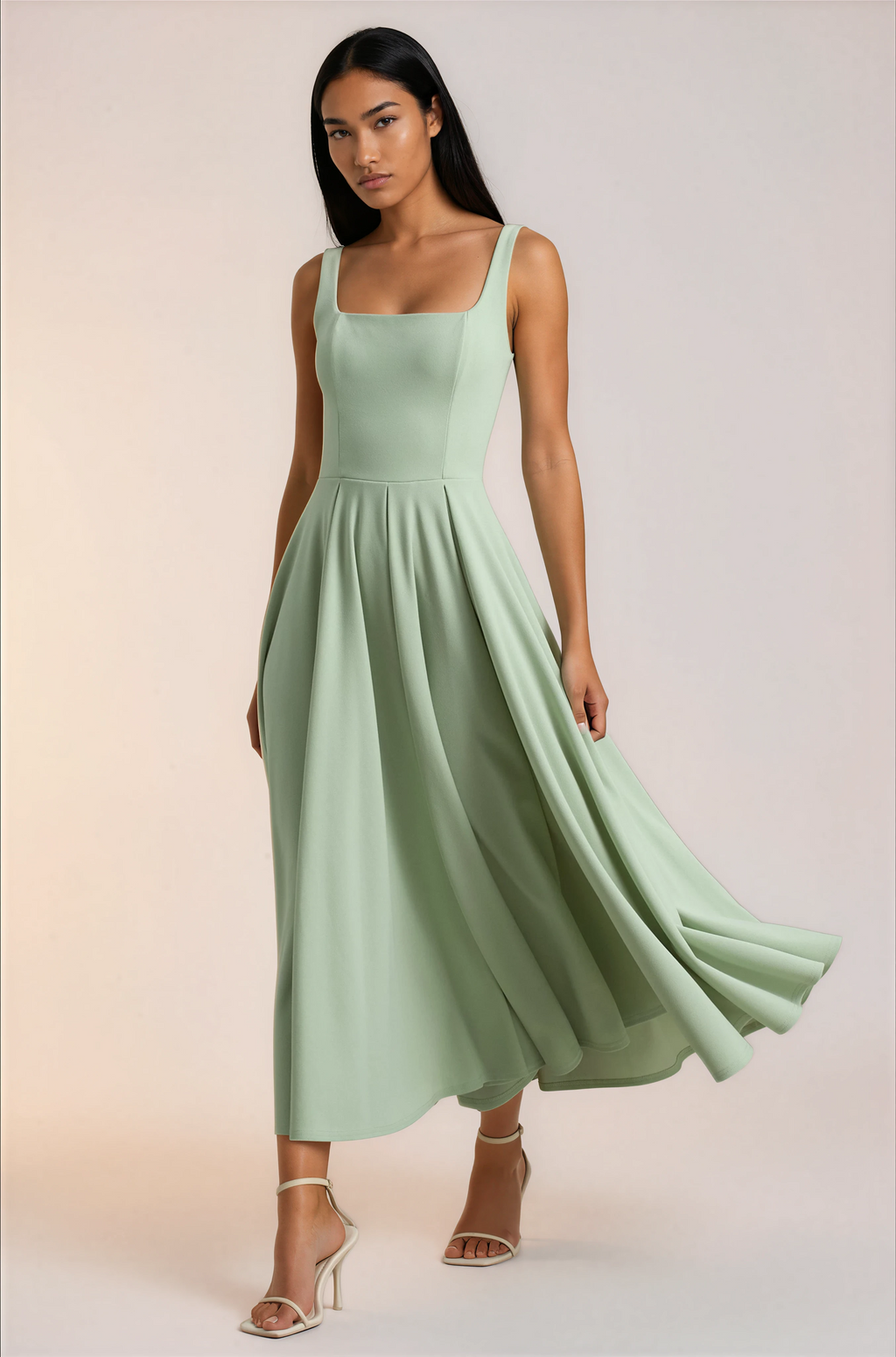 Asal | Zomerjurk Dames – Slim Fit Midi Jurk met Bandjes