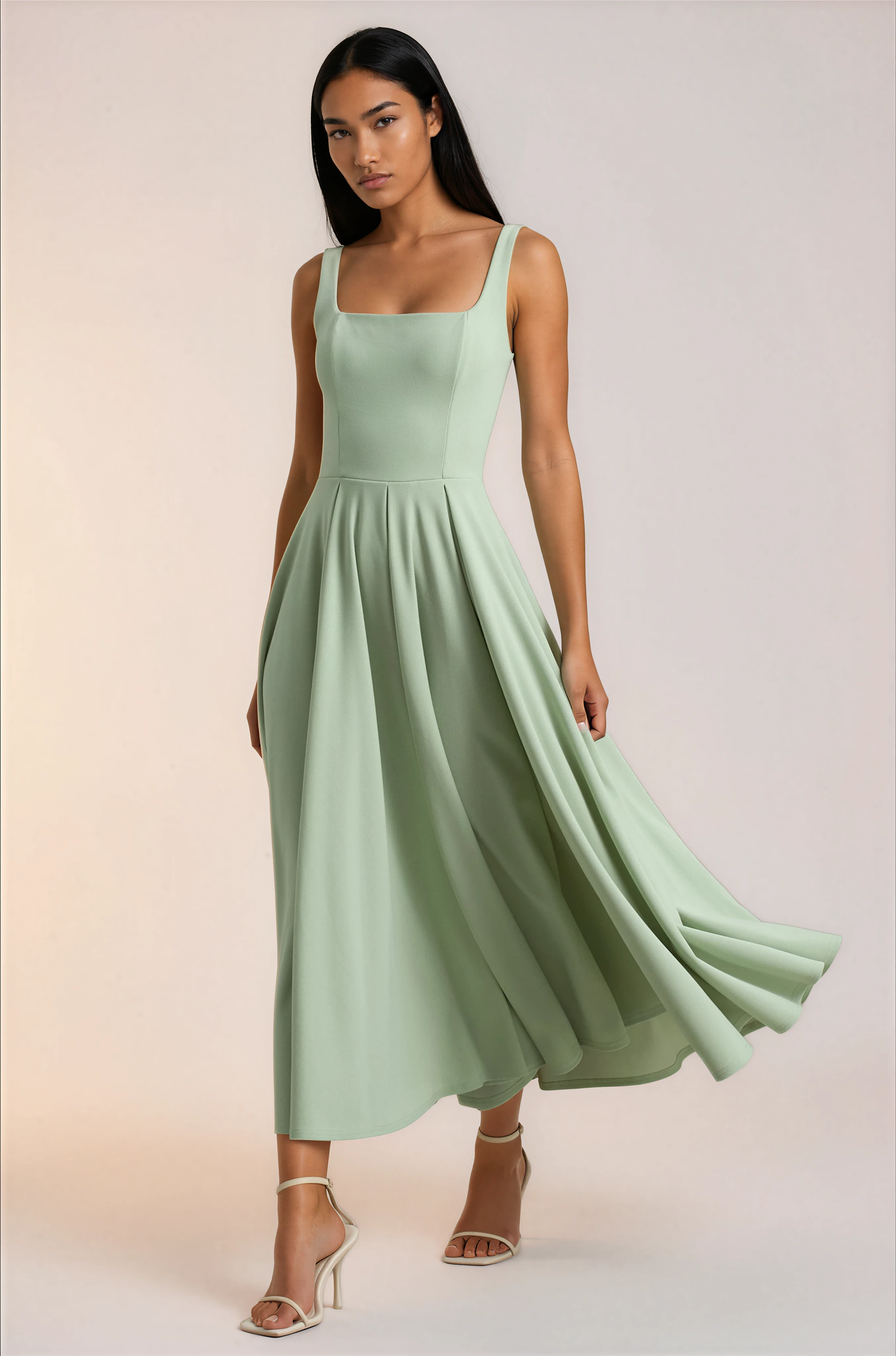 Asal | Zomerjurk Dames – Slim Fit Midi Jurk met Bandjes