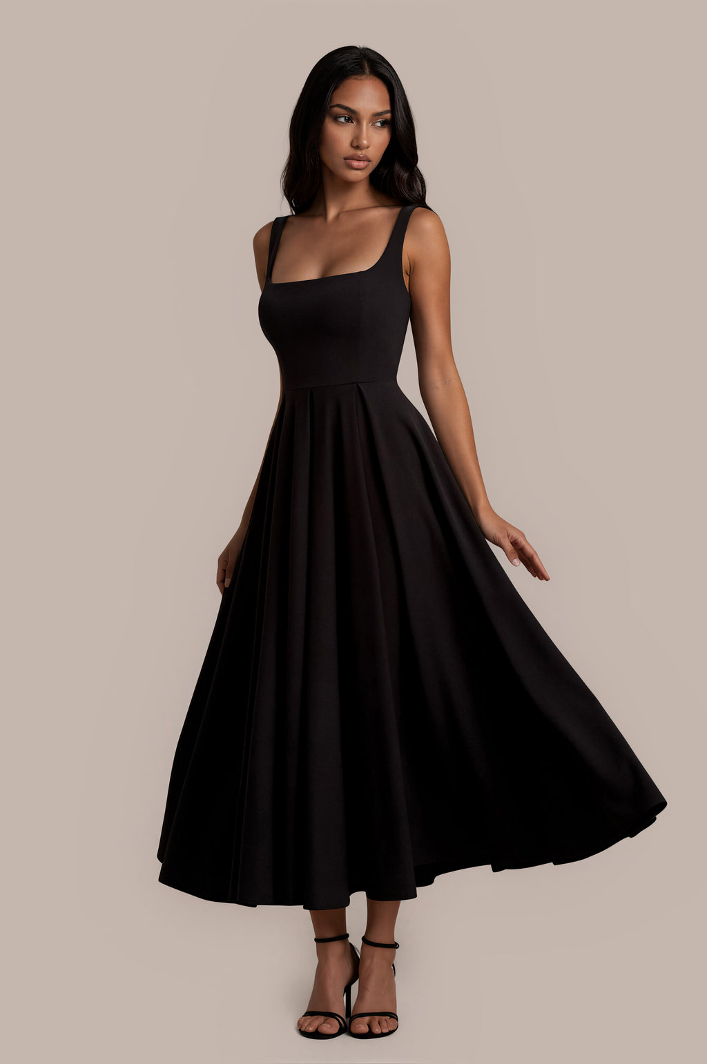 Asal | Zomerjurk Dames – Slim Fit Midi Jurk met Bandjes