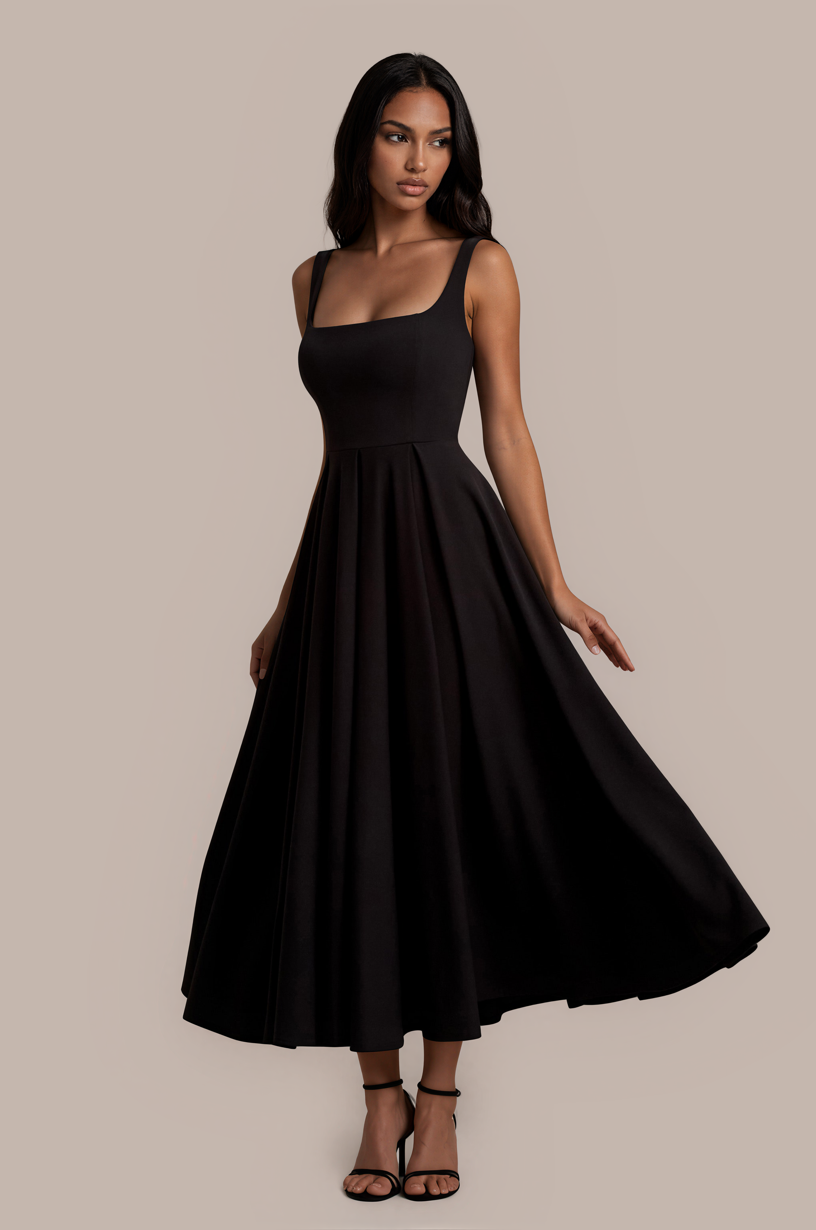 Asal | Zomerjurk Dames – Slim Fit Midi Jurk met Bandjes