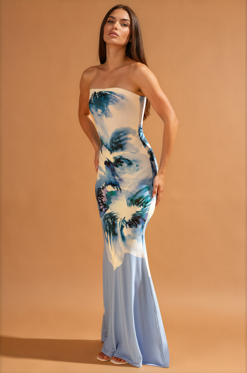 Alora | Elegante Flora Strapless Vrouwen Jurk