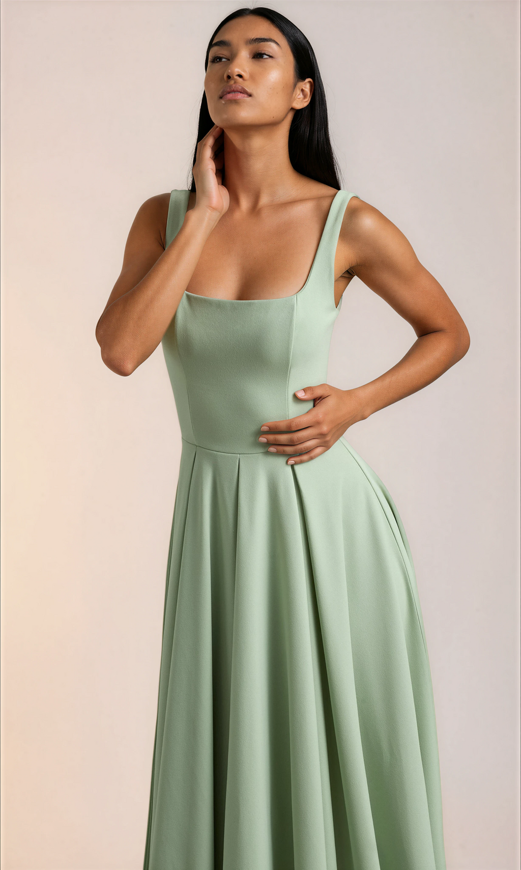 Asal | Zomerjurk Dames – Slim Fit Midi Jurk met Bandjes