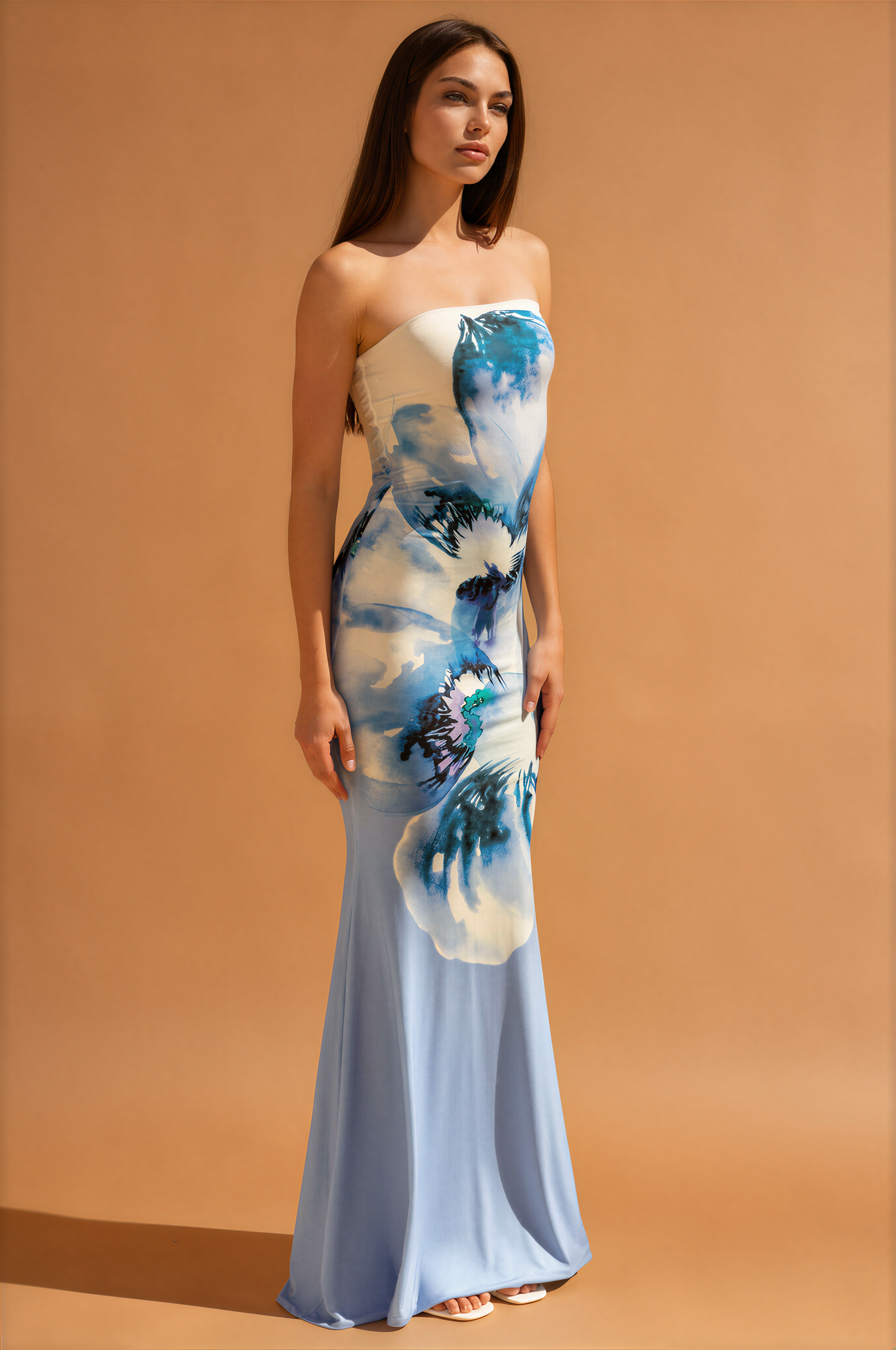 Alora | Elegante Flora Strapless Vrouwen Jurk