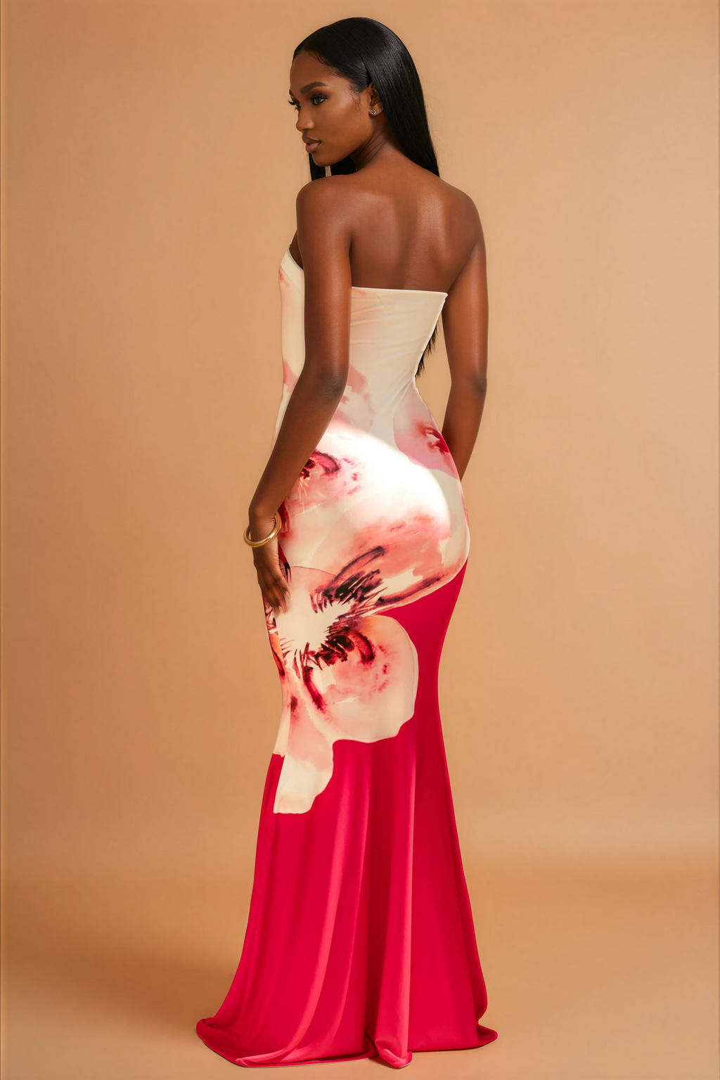 Alora | Elegante Flora Strapless Vrouwen Jurk