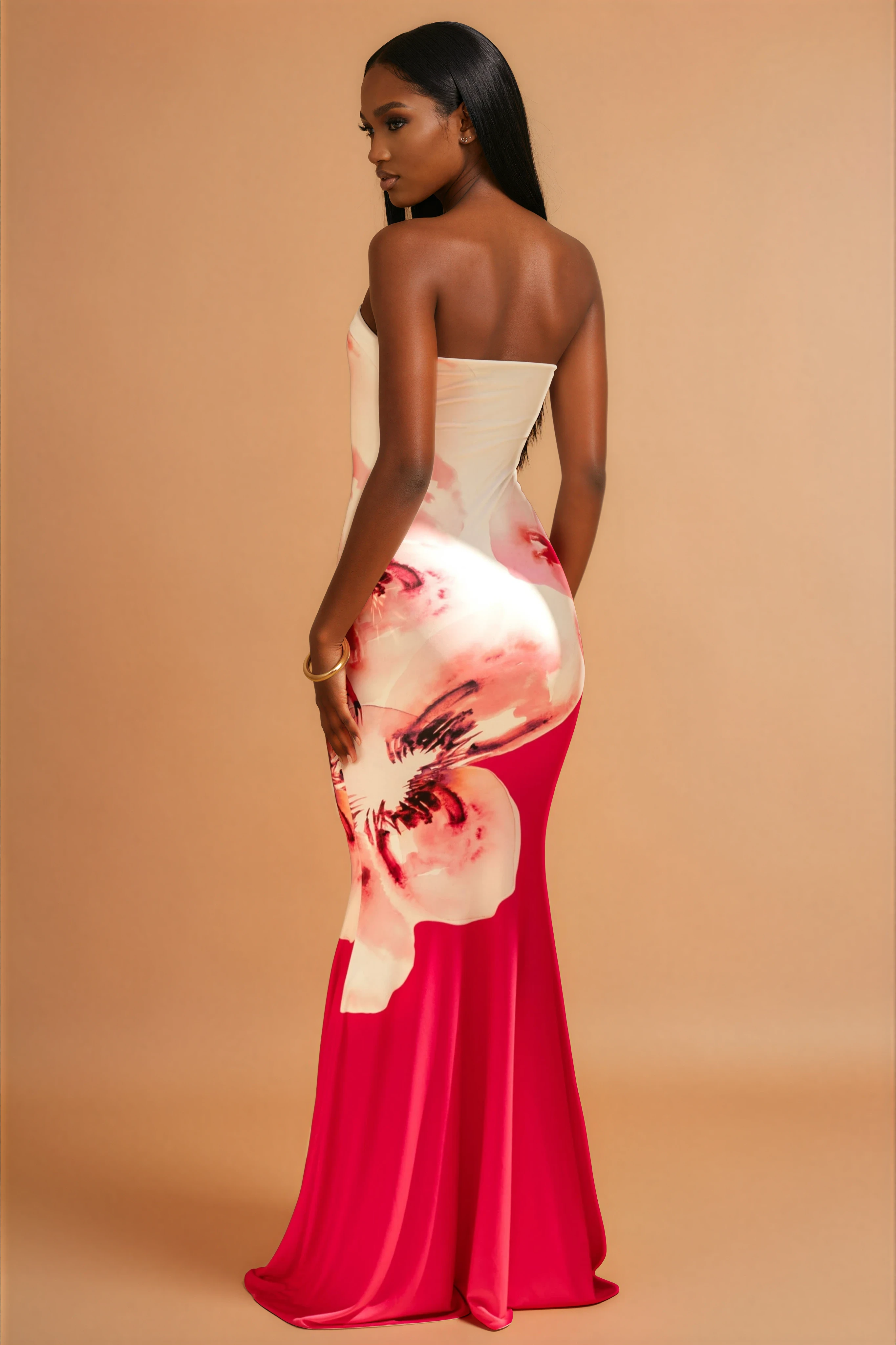 Alora | Elegante Flora Strapless Vrouwen Jurk