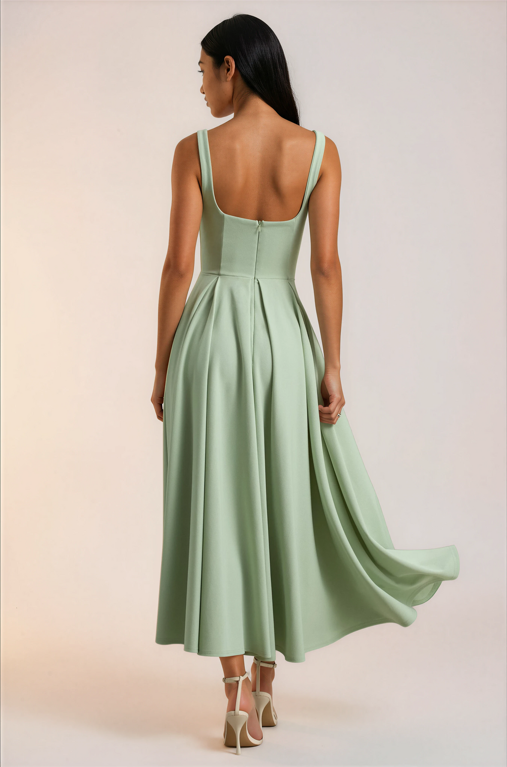 Asal | Zomerjurk Dames – Slim Fit Midi Jurk met Bandjes