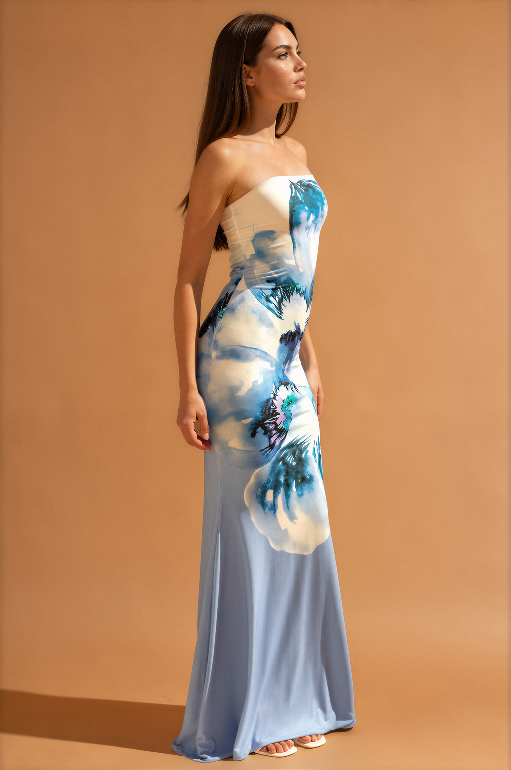 Alora | Elegante Flora Strapless Vrouwen Jurk